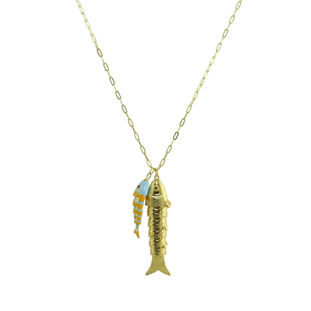 DOUBLE FISH LINK NECKLACE