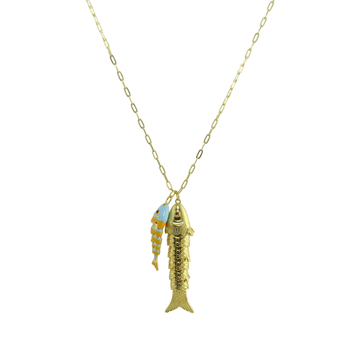 DOUBLE FISH LINK NECKLACE
