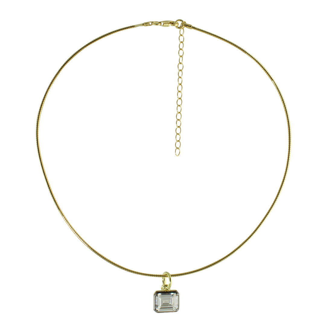 SOFT WIRE SOLITAIRE NECKLACE WITH BLACK BEZEL