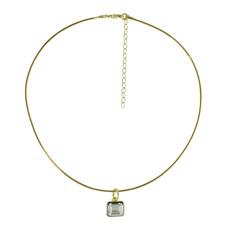 SOFT WIRE SOLITAIRE NECKLACE WITH BLACK BEZEL