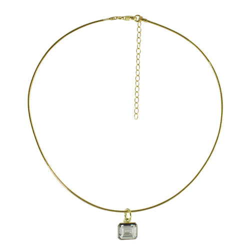 SOFT WIRE SOLITAIRE NECKLACE WITH BLACK BEZEL