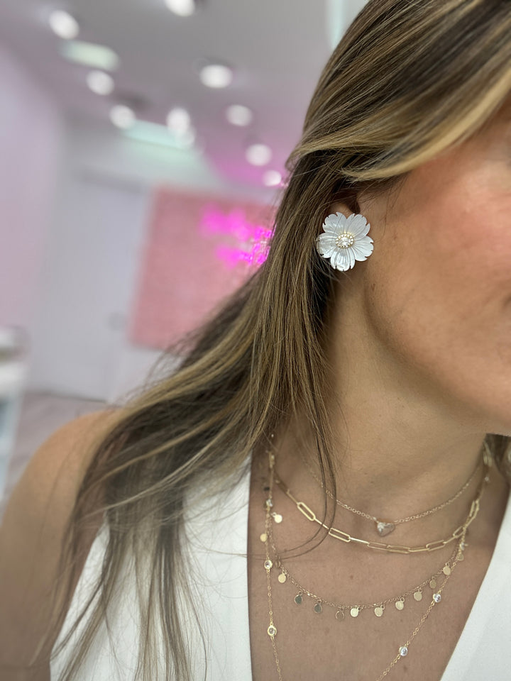MOTHER OF PEAR FLOWER EARRINGS