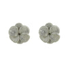 Silver pave flower earrings