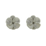 Silver pave flower earrings