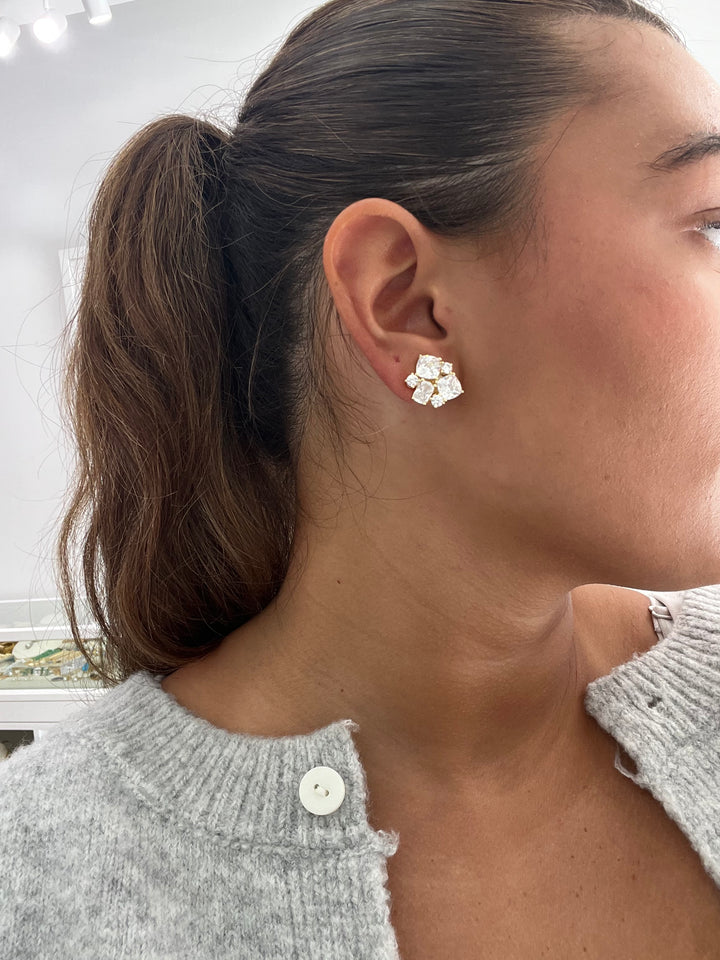 DIAMOND CLUSTER CLIP ON EARRINGS