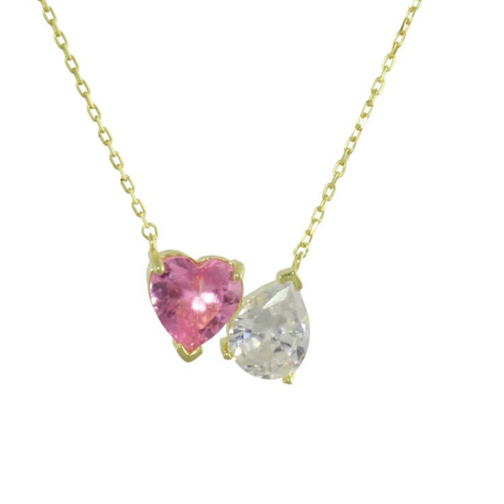 PINK TWO STONE NECKLACE