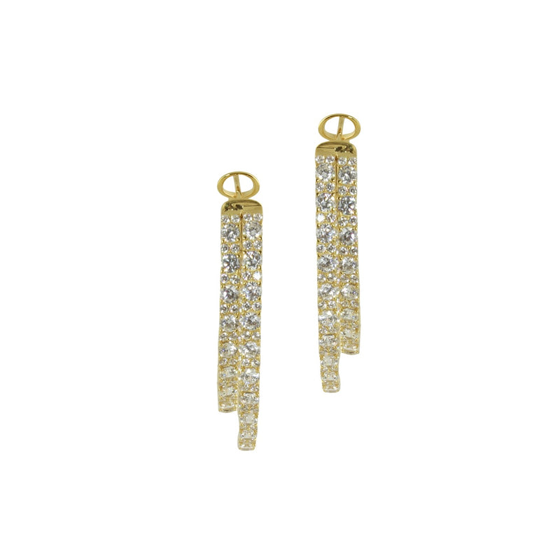 CZ high low diamond hoop earrings