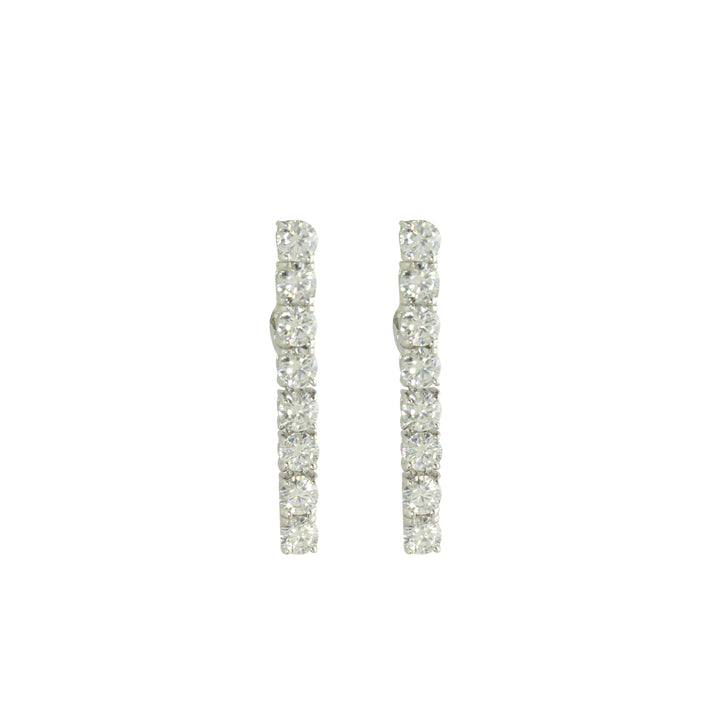 DIAMOND CZ LINEAR DROP EARRINGS.