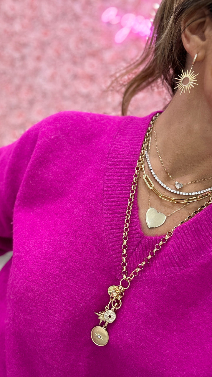 Big flat, Heart Necklace