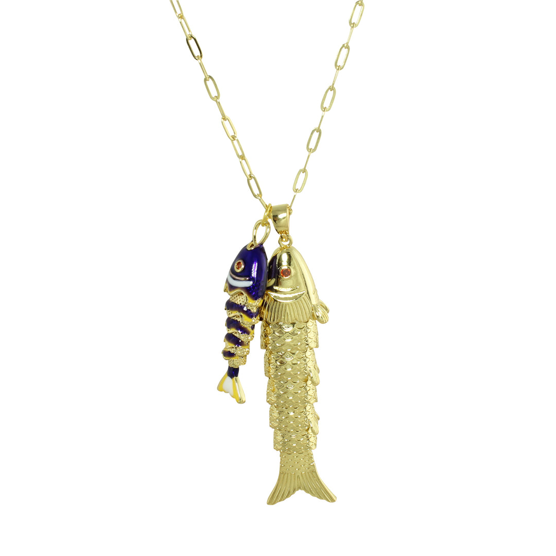 DOUBLE FISH LINK NECKLACE