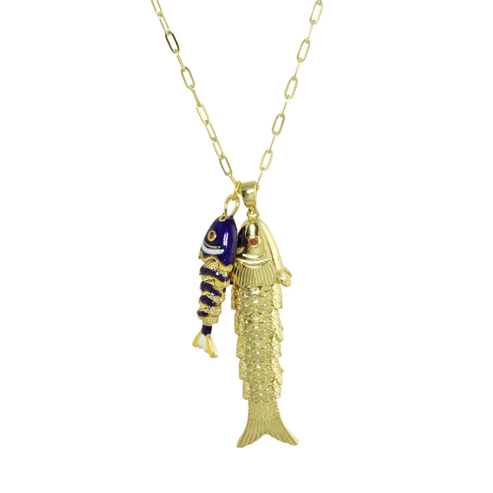 DOUBLE FISH LINK NECKLACE