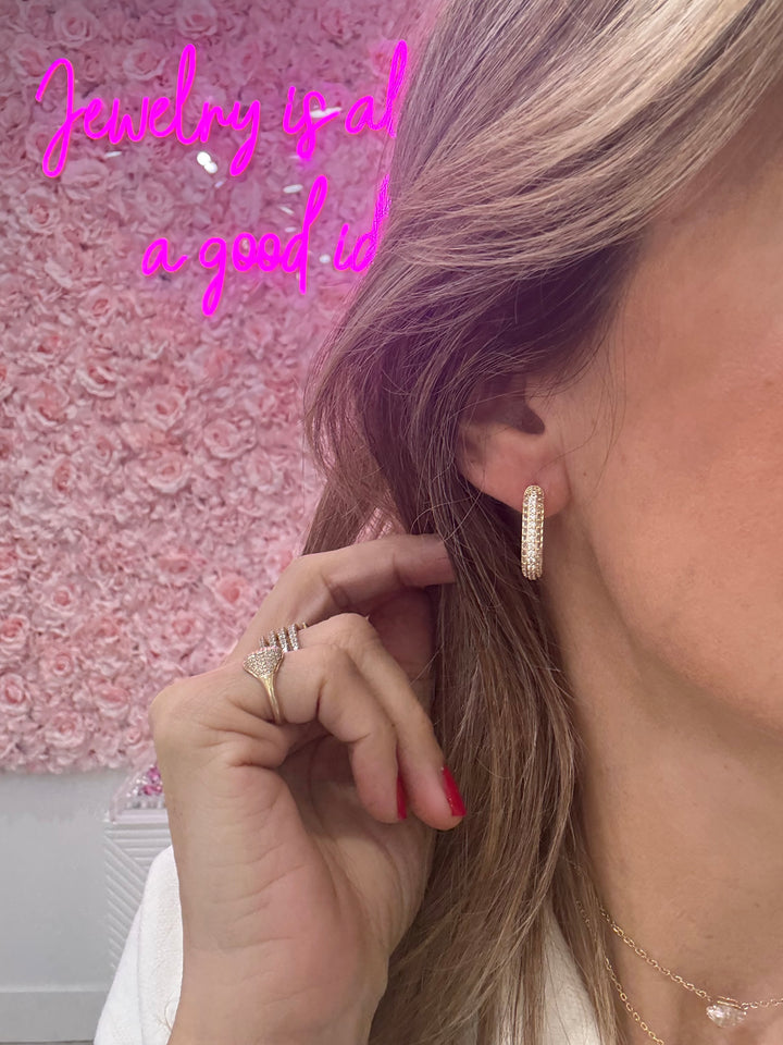 CZ CHUNKY RECTANGLE HOOPS