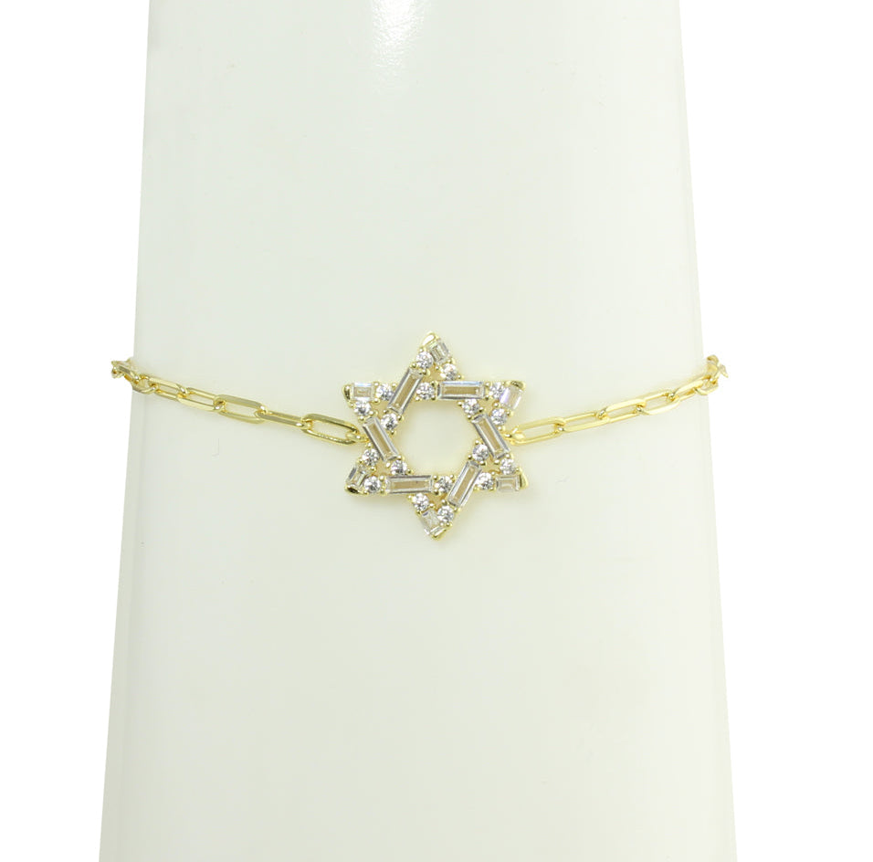 Gold star of David Link bracelet