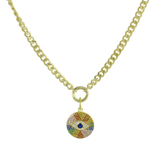 Rainbow evil eye necklace