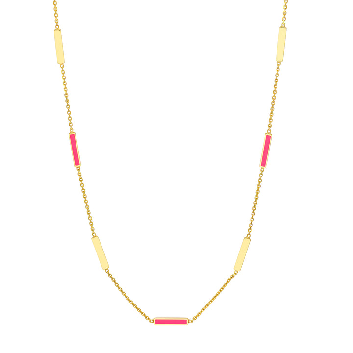 pink enamel bar necklace