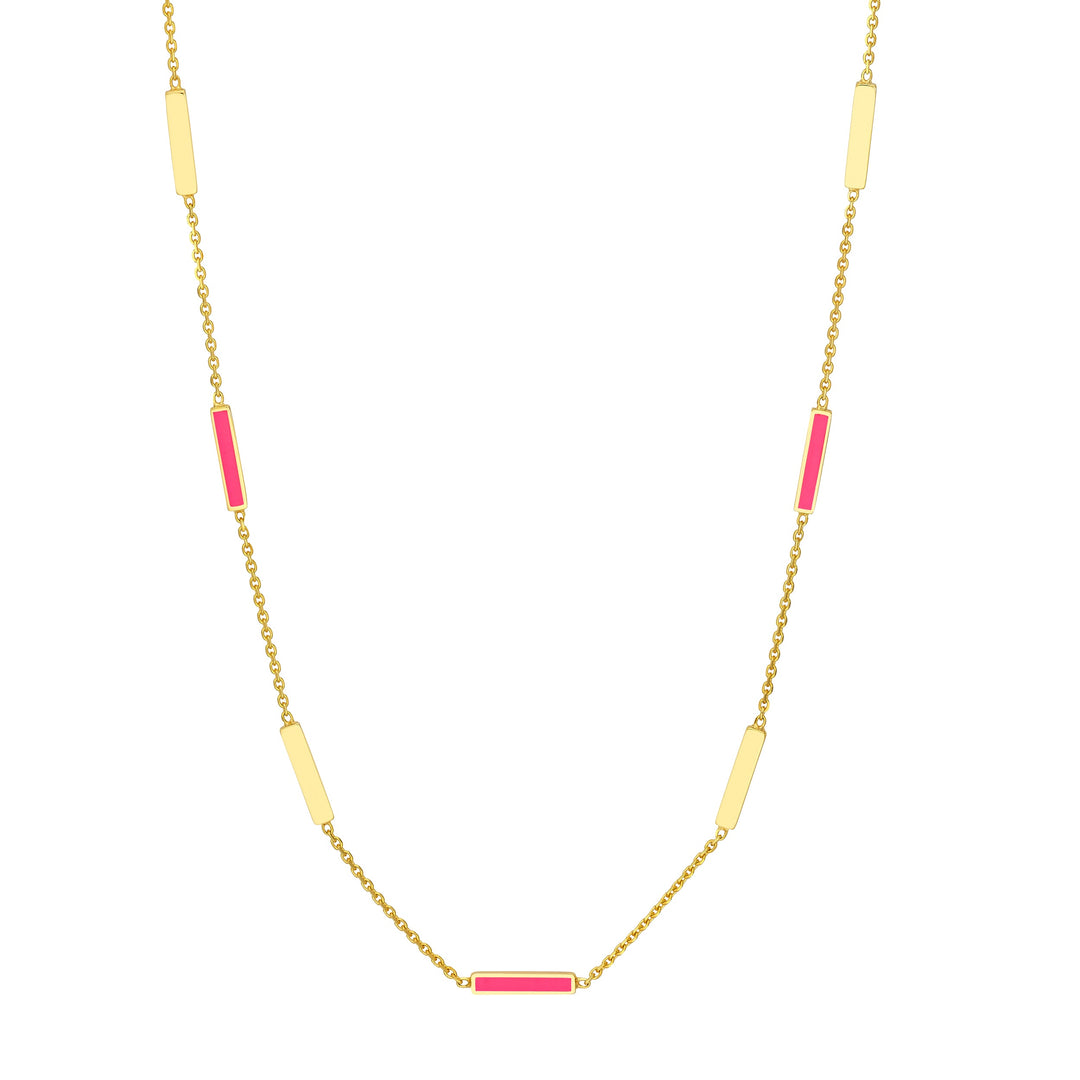 pink enamel bar necklace