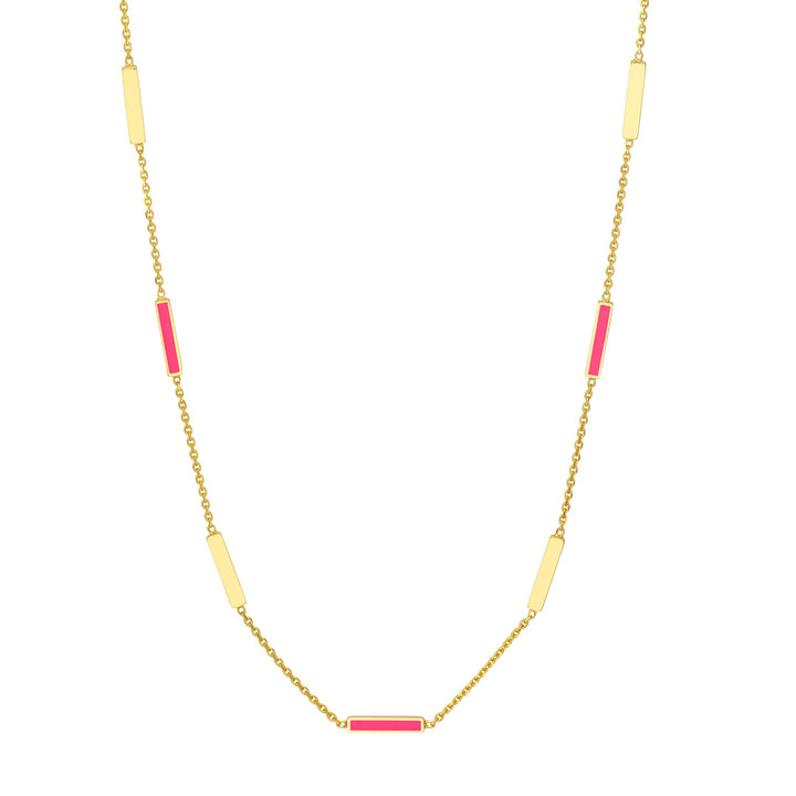 pink enamel bar necklace