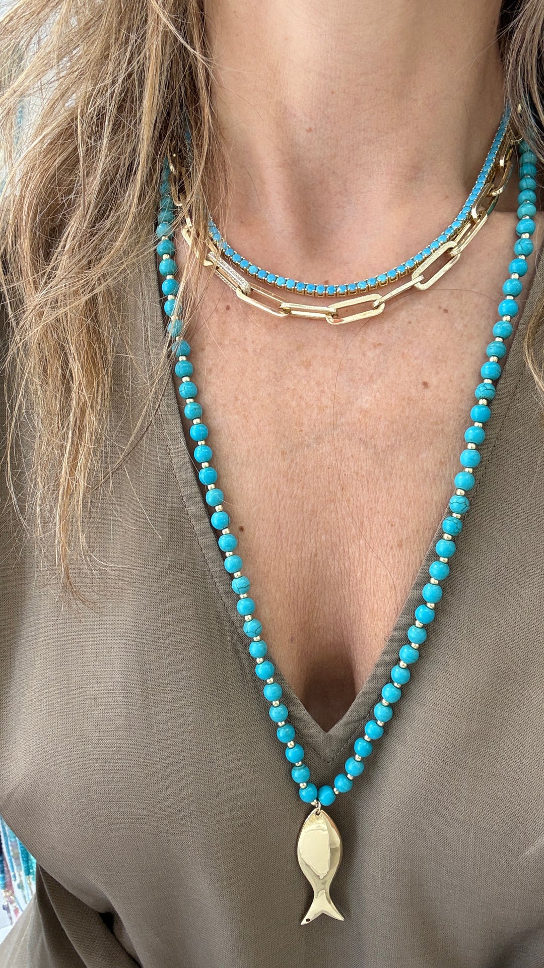 TURQUOISE TENNIS NECKLACE
