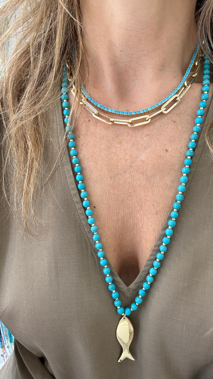 TURQUOISE TENNIS NECKLACE