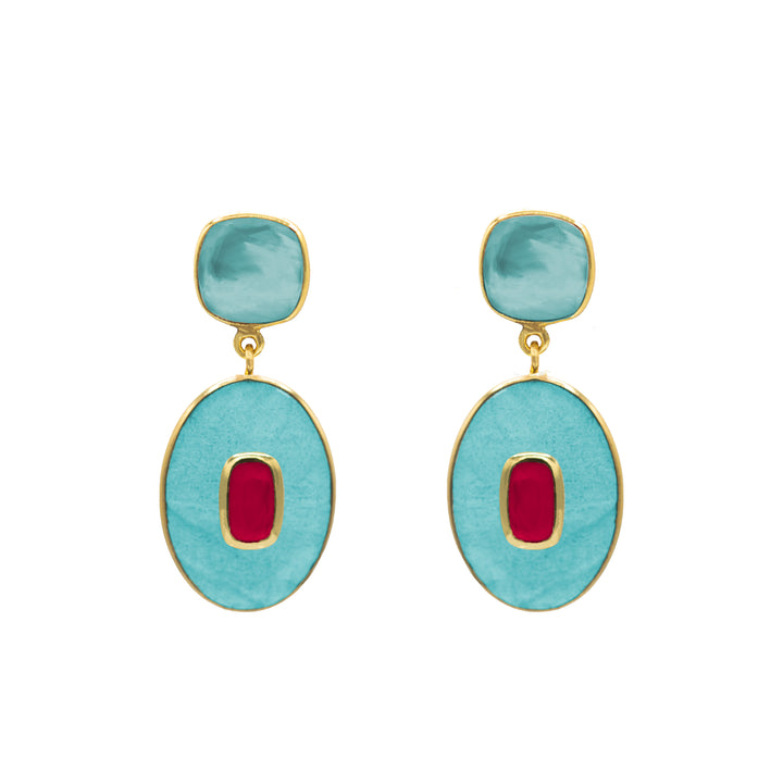 DOUBLE STONE STATEMENT EARRINGS
