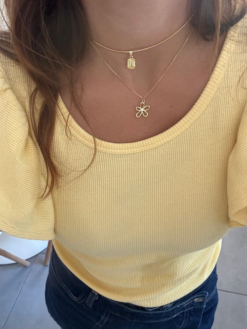 SOFT WIRE EMERALD CUT SOLITAIRE NECKLACE