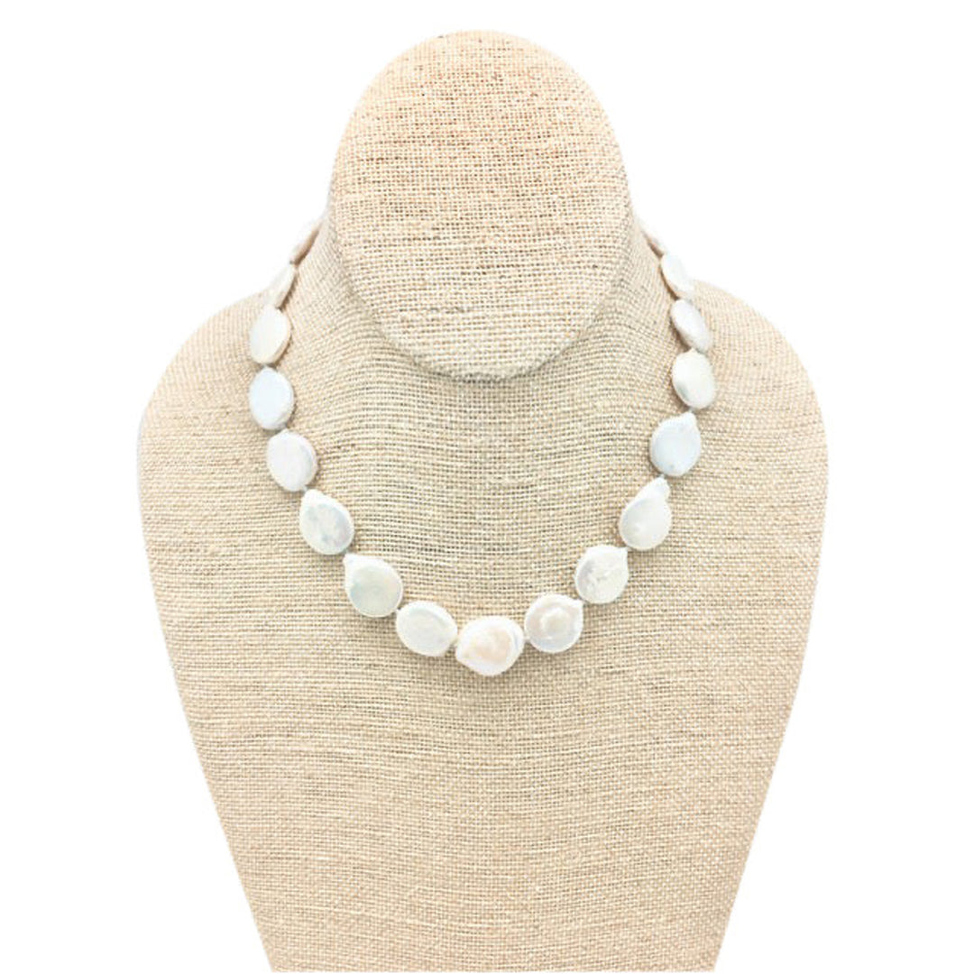 WHITE COIN PEARL CHOKER NECKLACE