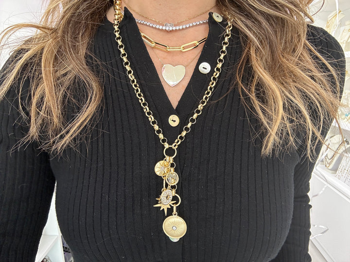 Long chunky charm necklace