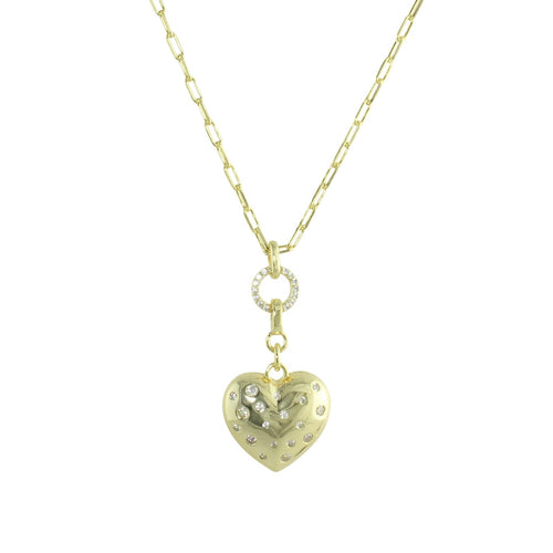 puffed heart lariat necklace 