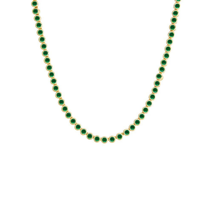 GREEN BEZEL TENNIS NECKLACE