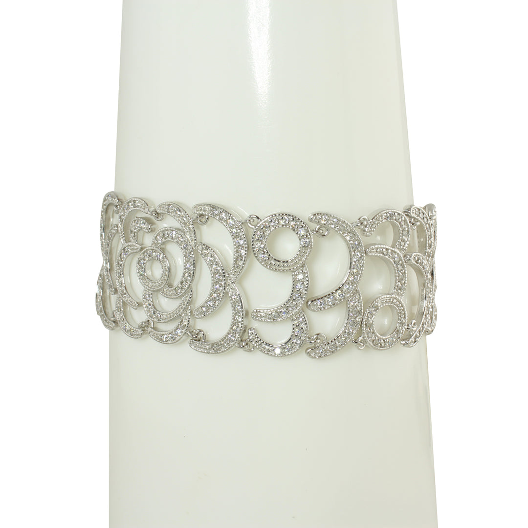 FLOWER CZ DIAMOND WIDE BRACELET