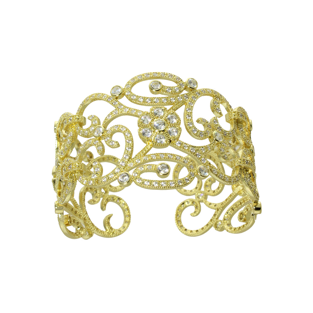 CZ FLORAL FILIGREE CUFF BRACELET