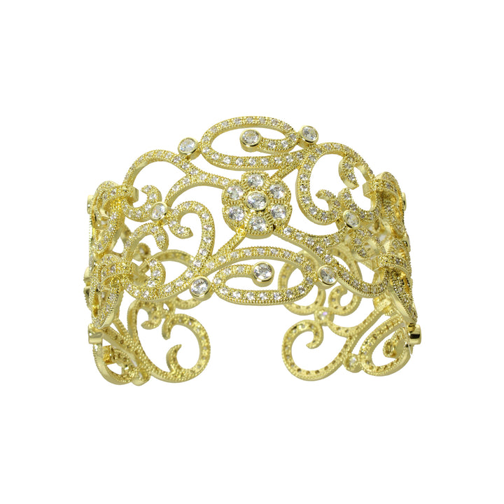 CZ FLORAL FILIGREE CUFF BRACELET
