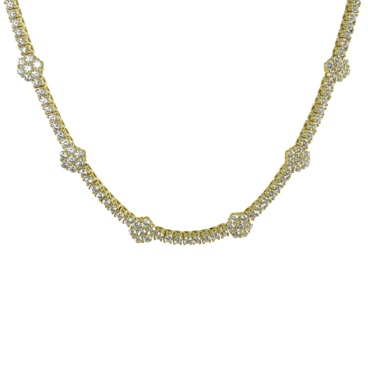 CZ FLOWER TENNIS NECKLACE