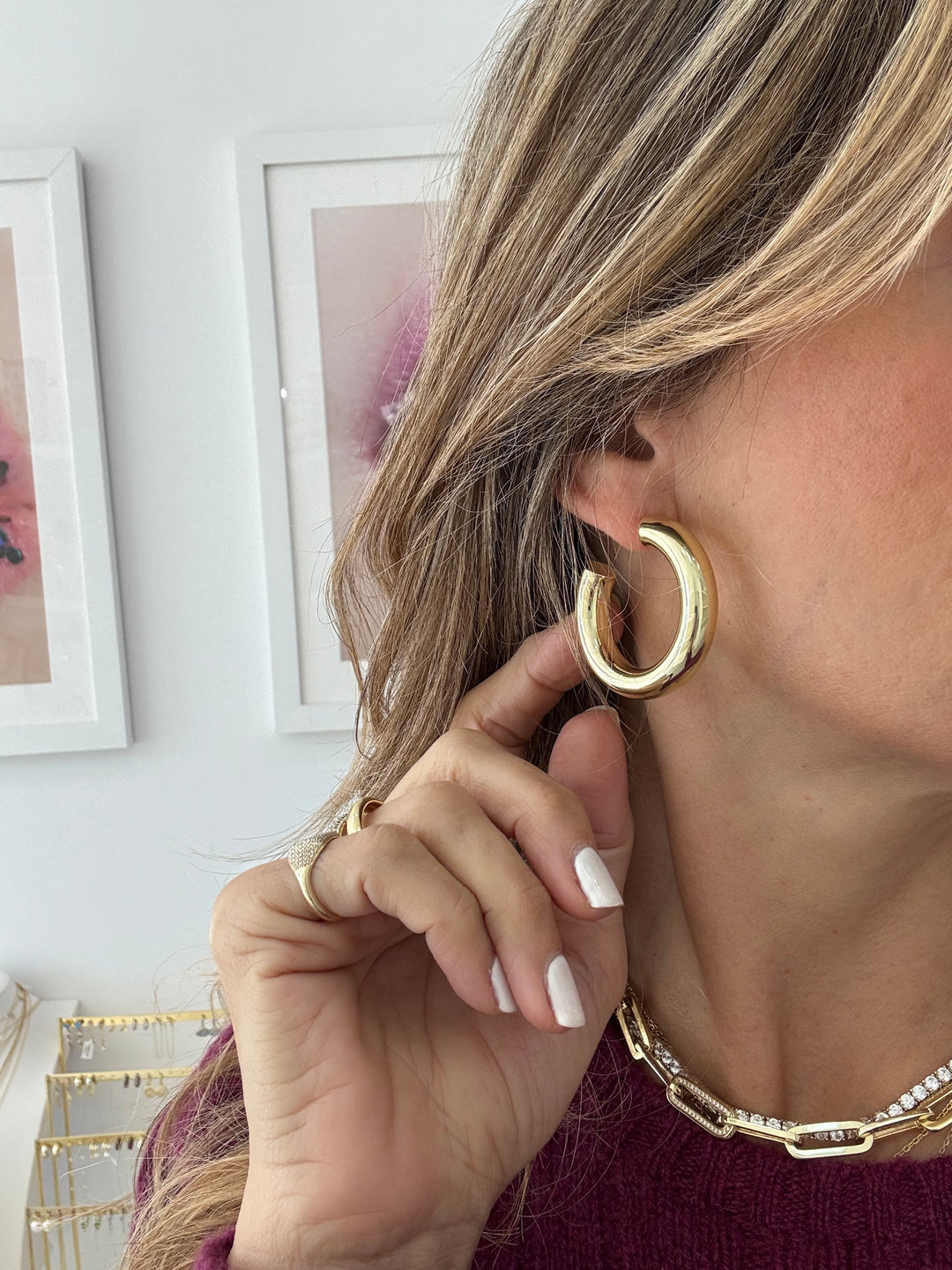 LARGE THICK OPEN HOOPS EARRINGS