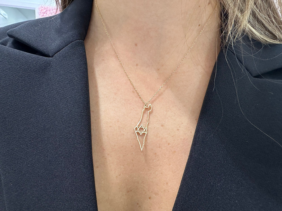 GOLD MAP OF ISRAEL NECKLACE