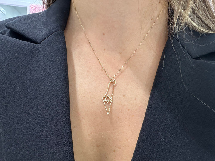 GOLD MAP OF ISRAEL NECKLACE