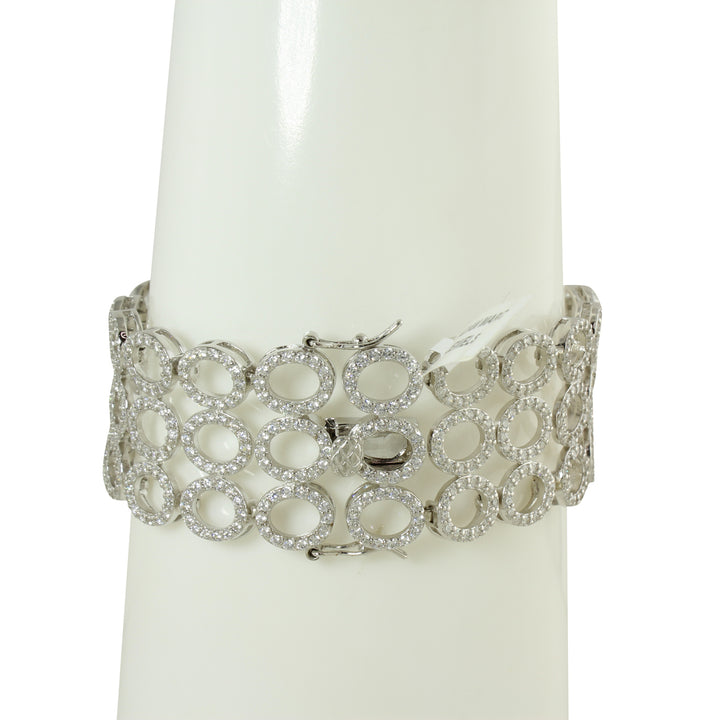 TRIPLE ROW CZ DIAMOND CIRCLES BRACELET