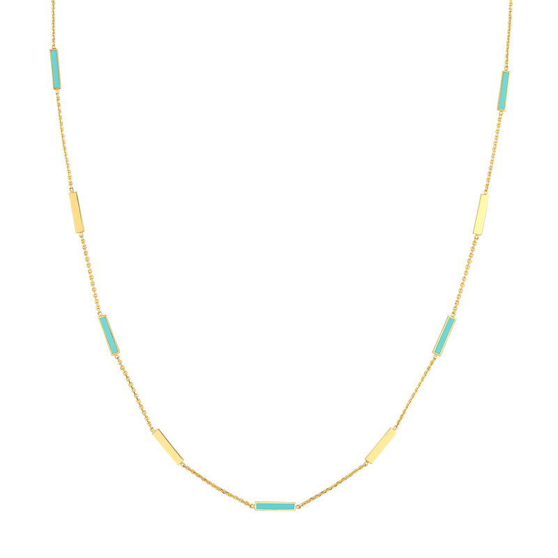 Turquoise enamel bar necklace