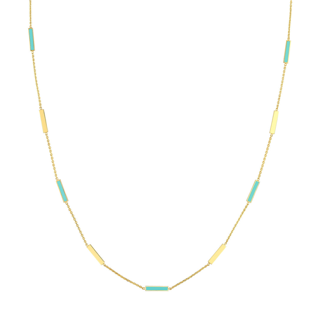 Turquoise enamel bar necklace
