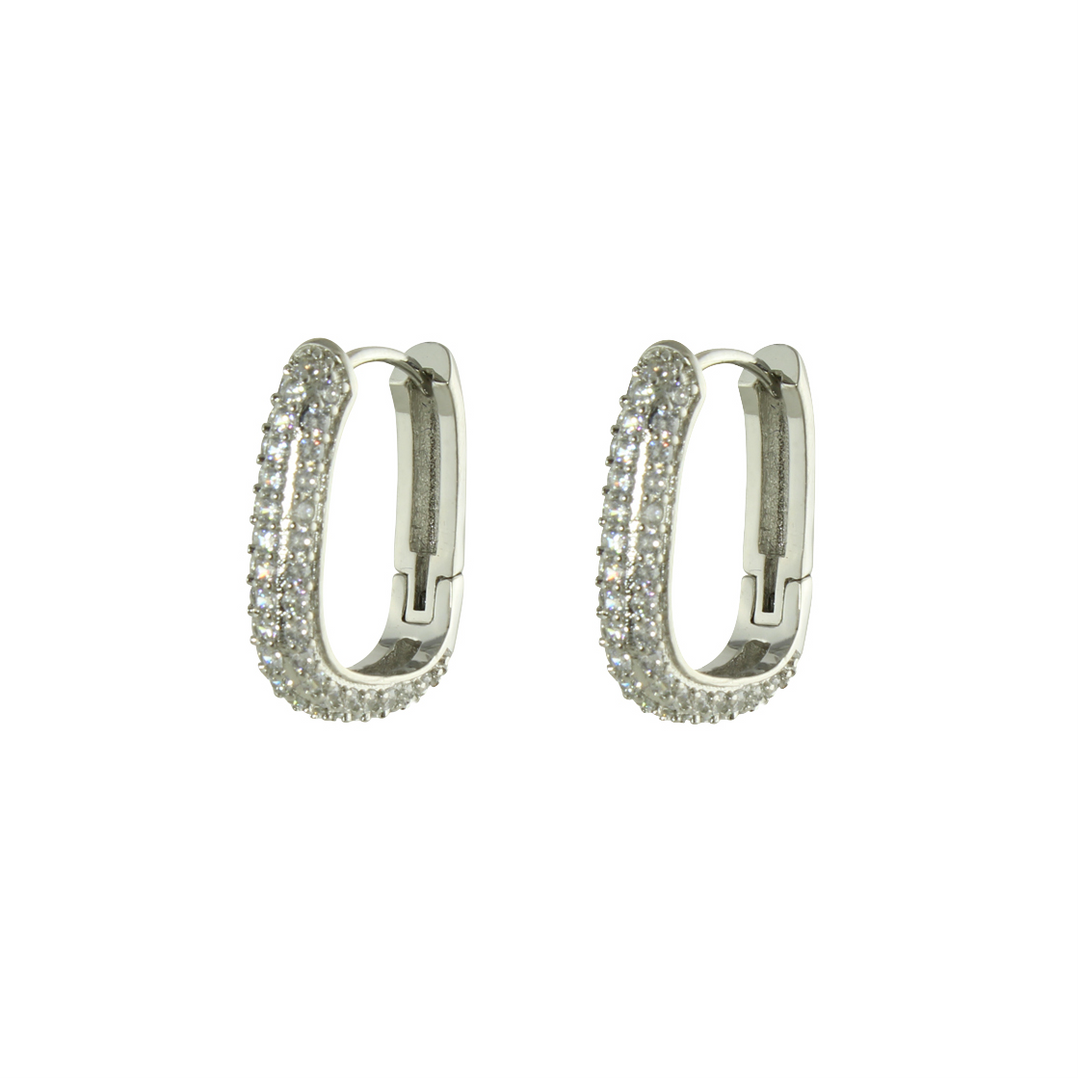 CZ CHUNKY RECTANGLE HOOPS