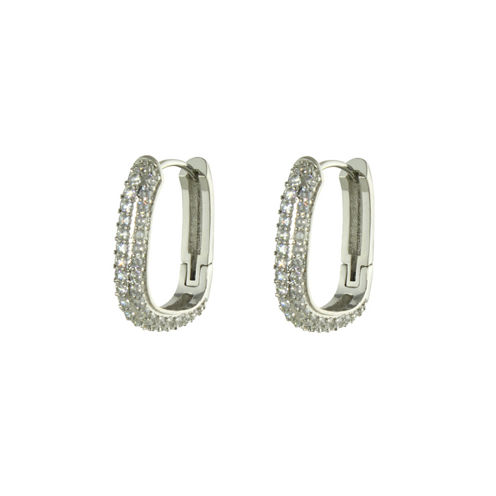 CZ CHUNKY RECTANGLE HOOPS