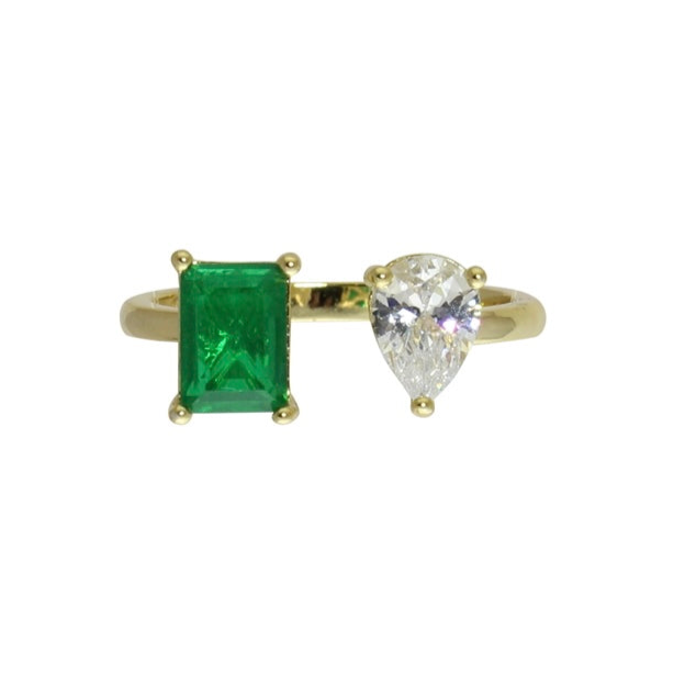 2 STONE OPEN RING