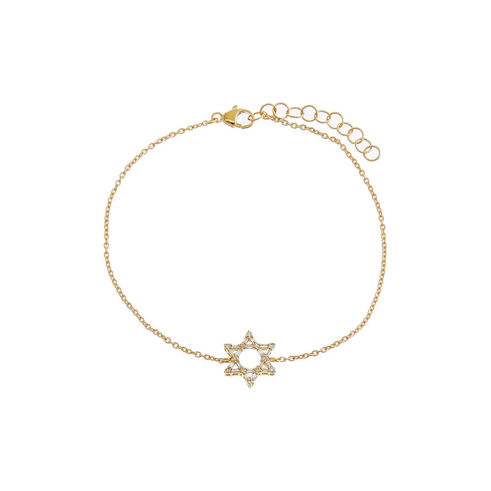 14k baguette diamond star of David bracelet