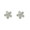 Silver baguette flower earrings