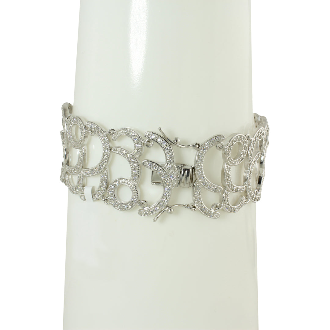 FLOWER CZ DIAMOND WIDE BRACELET