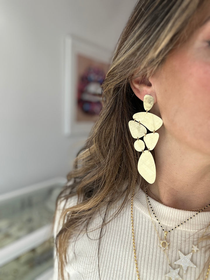 MULTI SHAPE DISC CHANDELIER EARRINGS