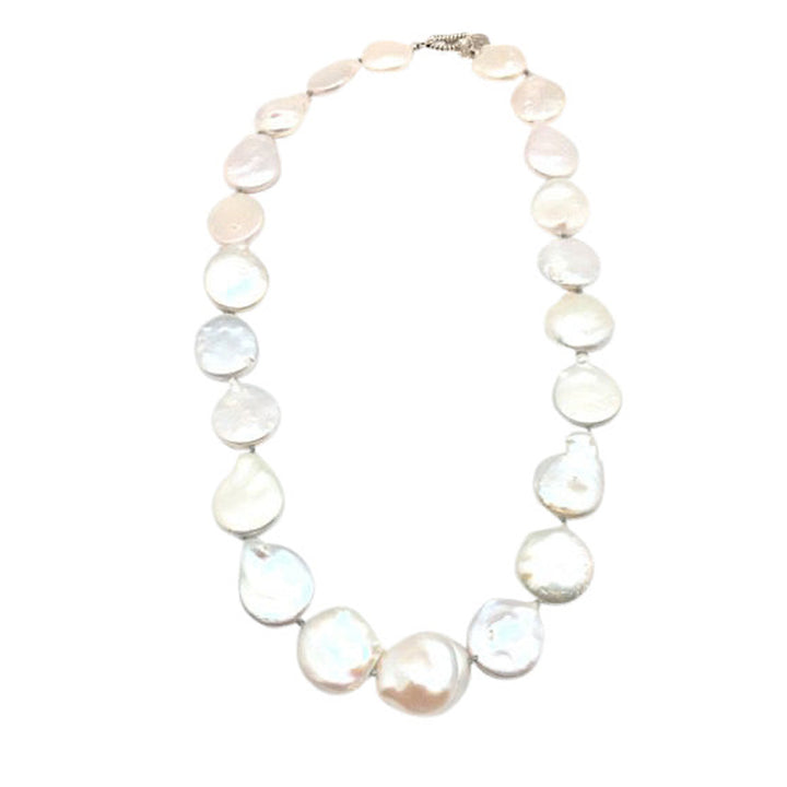 WHITE COIN PEARL CHOKER NECKLACE