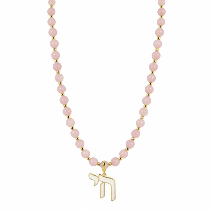 LONG PASTEL PINK BEAD CHAI NECKLACE