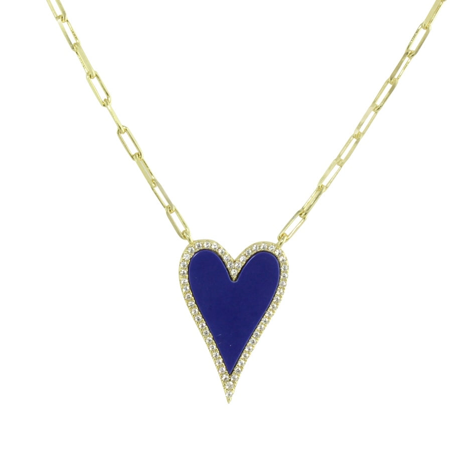 elongated lapis heart necklace 
