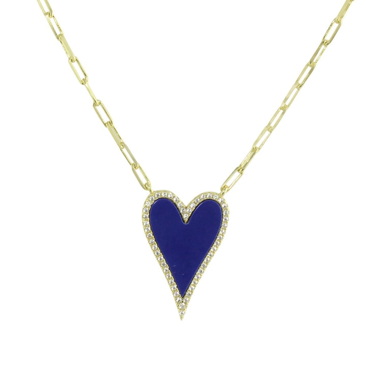 elongated lapis heart necklace 